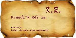 Kresák Róza névjegykártya